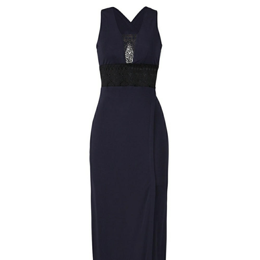 Navy Illusion Lace Gown- size 8
